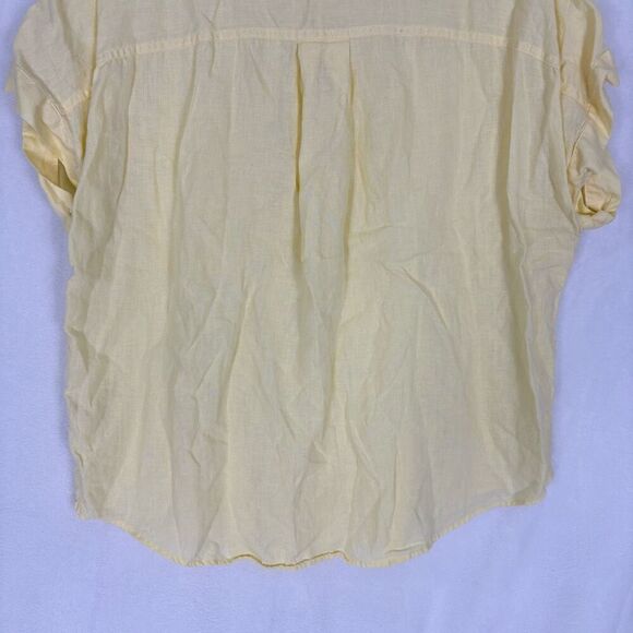 Quince Linen Camp Shirt Soft Yellow Collared Short Sleeve Button Front Top Size - Picture 8 of 11